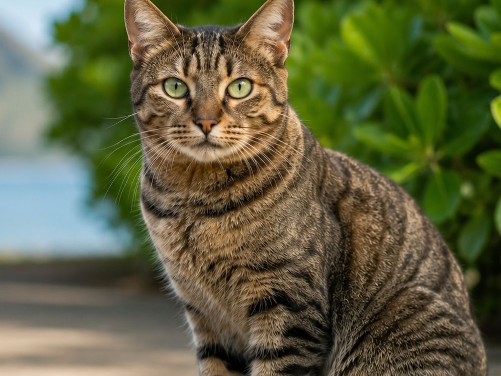 Close portrait of a community cat